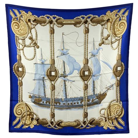 Tribord Hermes Scarf by Julie Abadie 90cm Silk Twill 